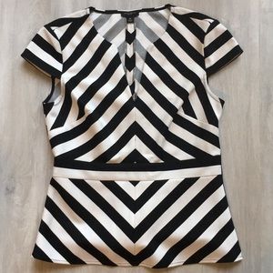 Black and White Ann Taylor Peplum Top